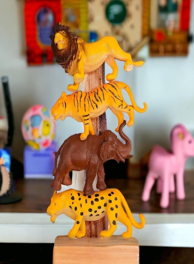 Mallexo Attractive Big Size Jungle Animals Toys for Kids 3+ | 4 PCs Realistic Cartoon Wild Safari Animal Toy Action Figure for Boys and Girls Birthday Gift for Children Wildlife Forest Janwar Toyset - Image 3